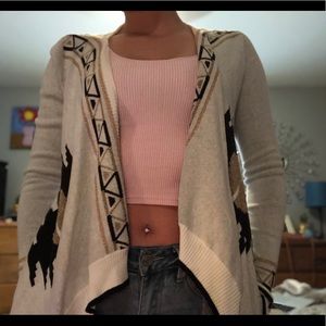 White and Gray Cardigan w/ Aztec print